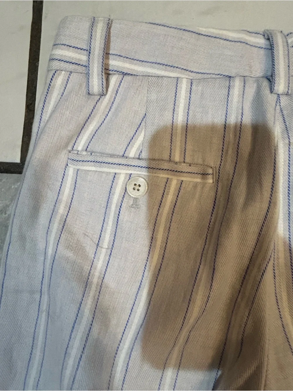 Banana Republic Linen White/blue striped Avery Pants 0